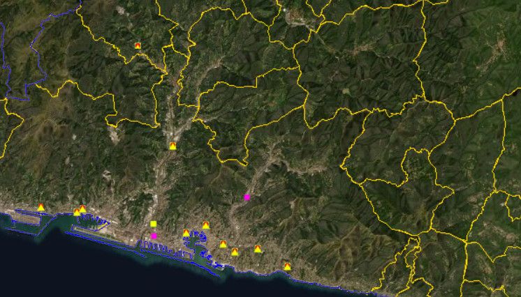 Stazioni qualità aria - geoportal Regione Liguria